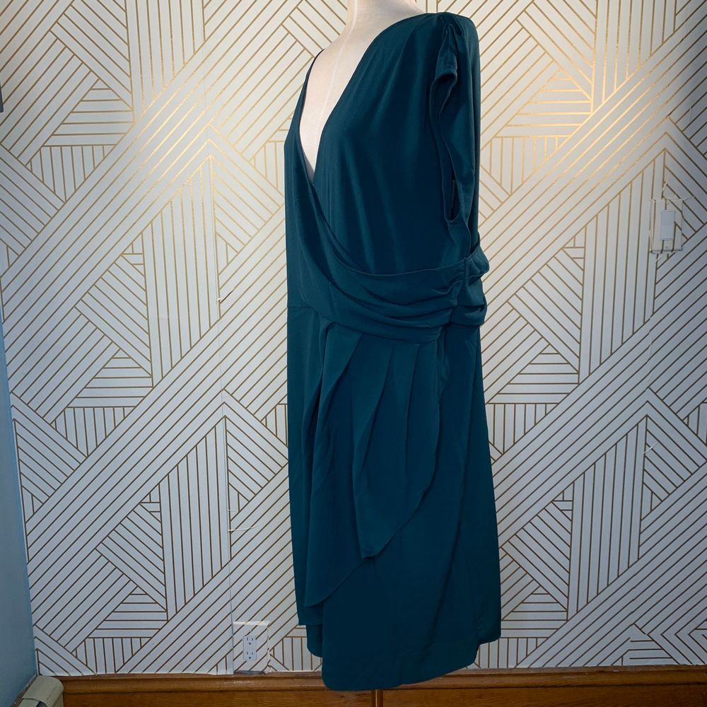 City Chic Classic Wrap Dress in Jade Green - Picture 5 of 9
